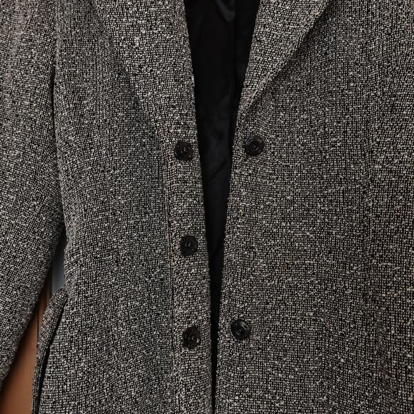 Guess Black and White Textured Trench Coat - Size 0 - Picture 10 of 13